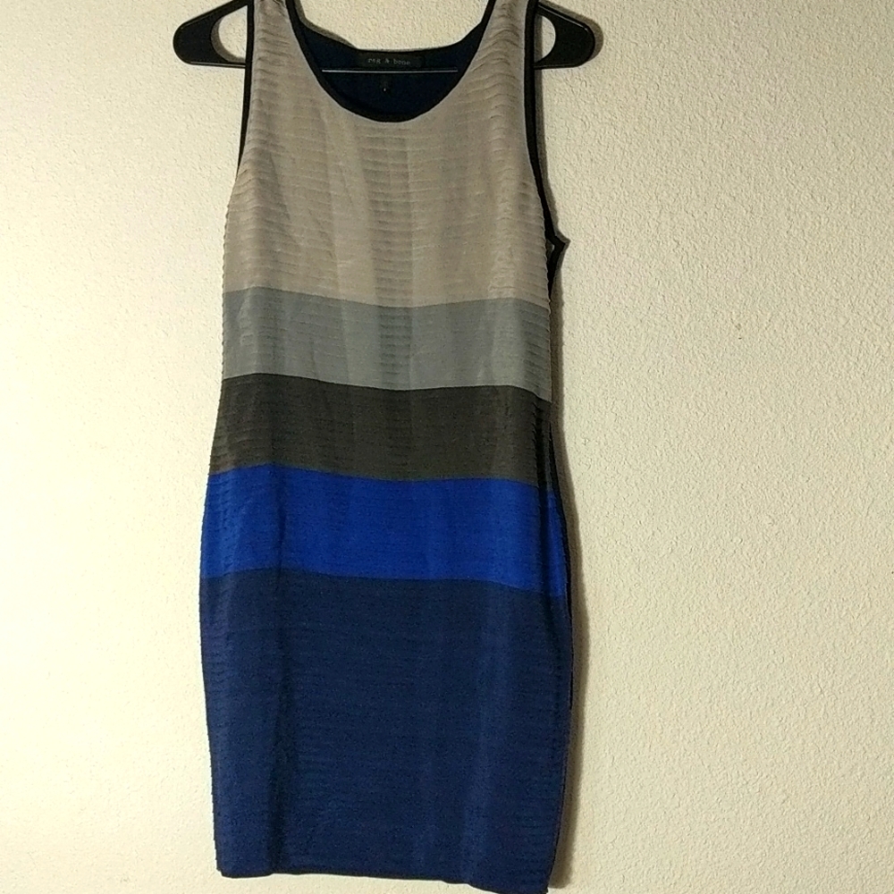 Rag & Bone Tiered Dress Colorblock Striped Sleeveless Silk Small